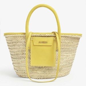 Jacquemus Le Panier Soleil Straw Tote Bag Yellow